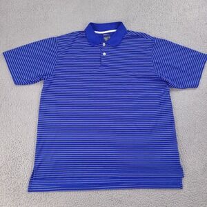 Adidas Polo Shirt Mens‎ XL Blue Striped Climalite Golf Short Sleeve